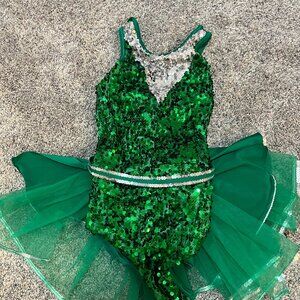 Green sequined dance costume
